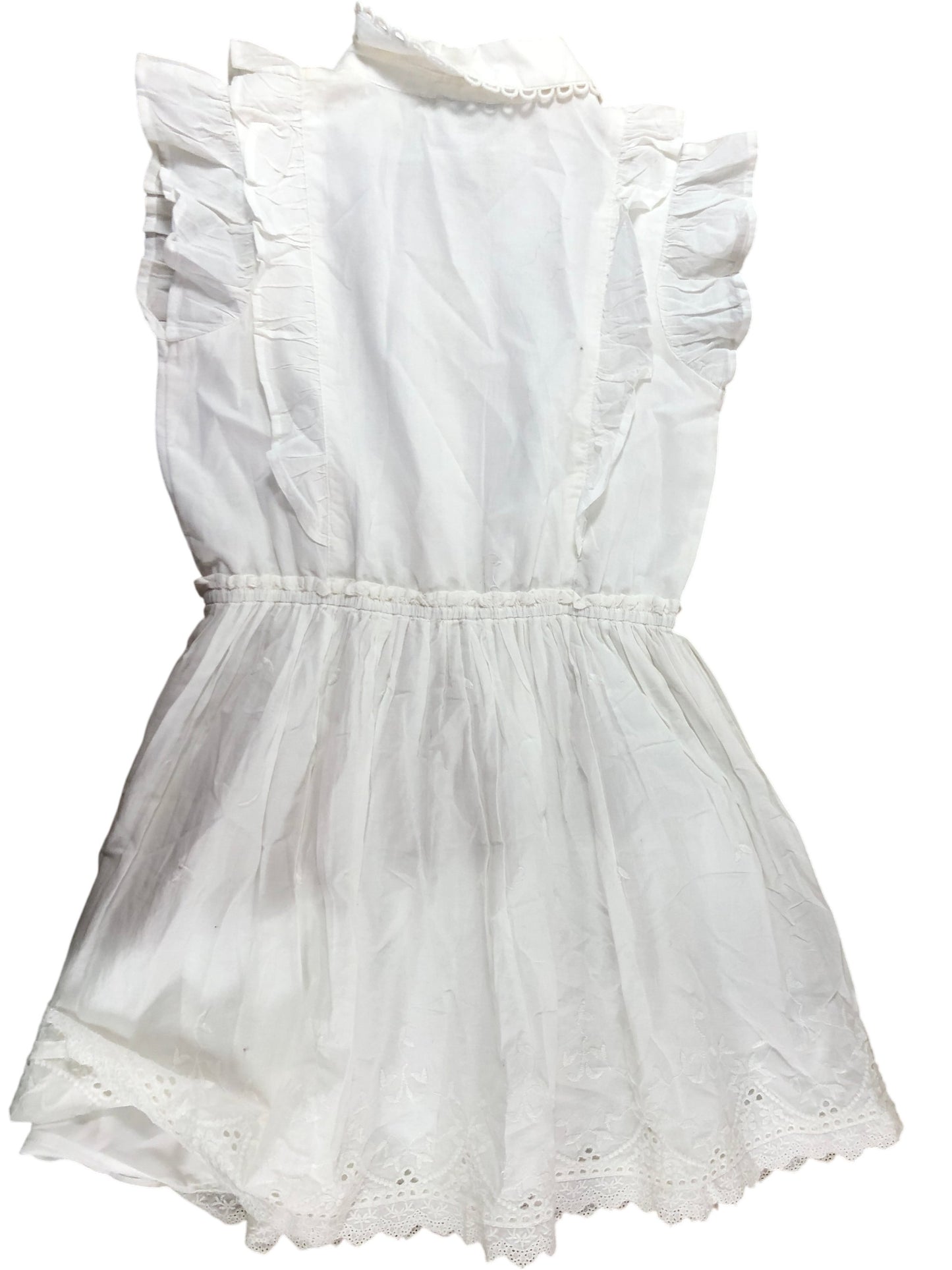 River Island White Dress 11yrs Girls Frill Collar Cotton Floral Embroidery