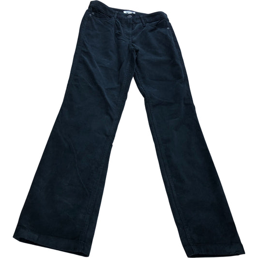 Corduroy Trousers UK8 Women's Black Cotton Stretch Casual