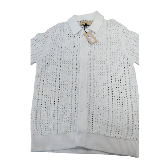 River Island White Short Sleeve Smart Shirt UK M Men's Knit Casual Wear
