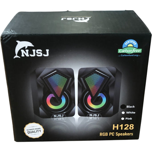 NJSJ H128 RGB PC Speakers USB Powered Black 6W Sound Quality Colourful
