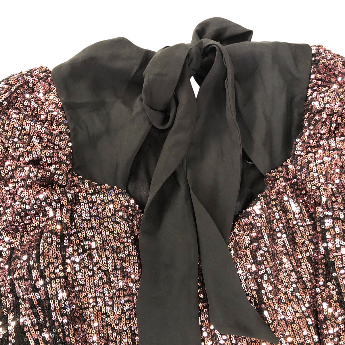 Love And Roses UK8 Women's Sequin Long Sleeve Dress Black Pink Belted