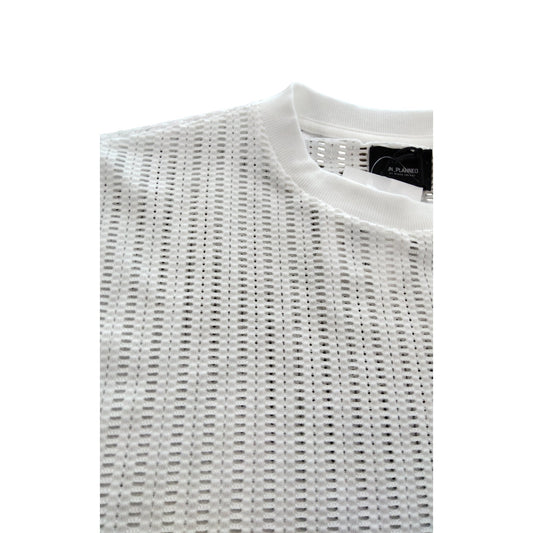 River Island White Mesh Casual T-Shirt UK M Men's Short Sleeve Top