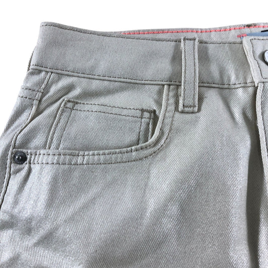 River Island Women's A Line Mini Skirt UK6 32 Beige Metallic Cotton Blend
