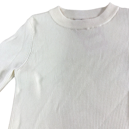 Zara Ribbed Long Sleeve Dress UK8-9 Girls Cream Stretchy