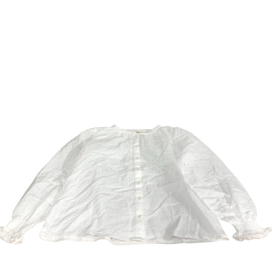 Boden White Button Front Blouse Women's Long Sleeve Cotton Top UK12