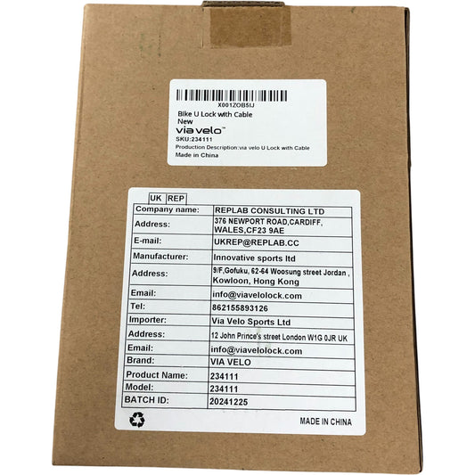 New Via Velo U Lock With Cable Bike Security Accessory Set Collection