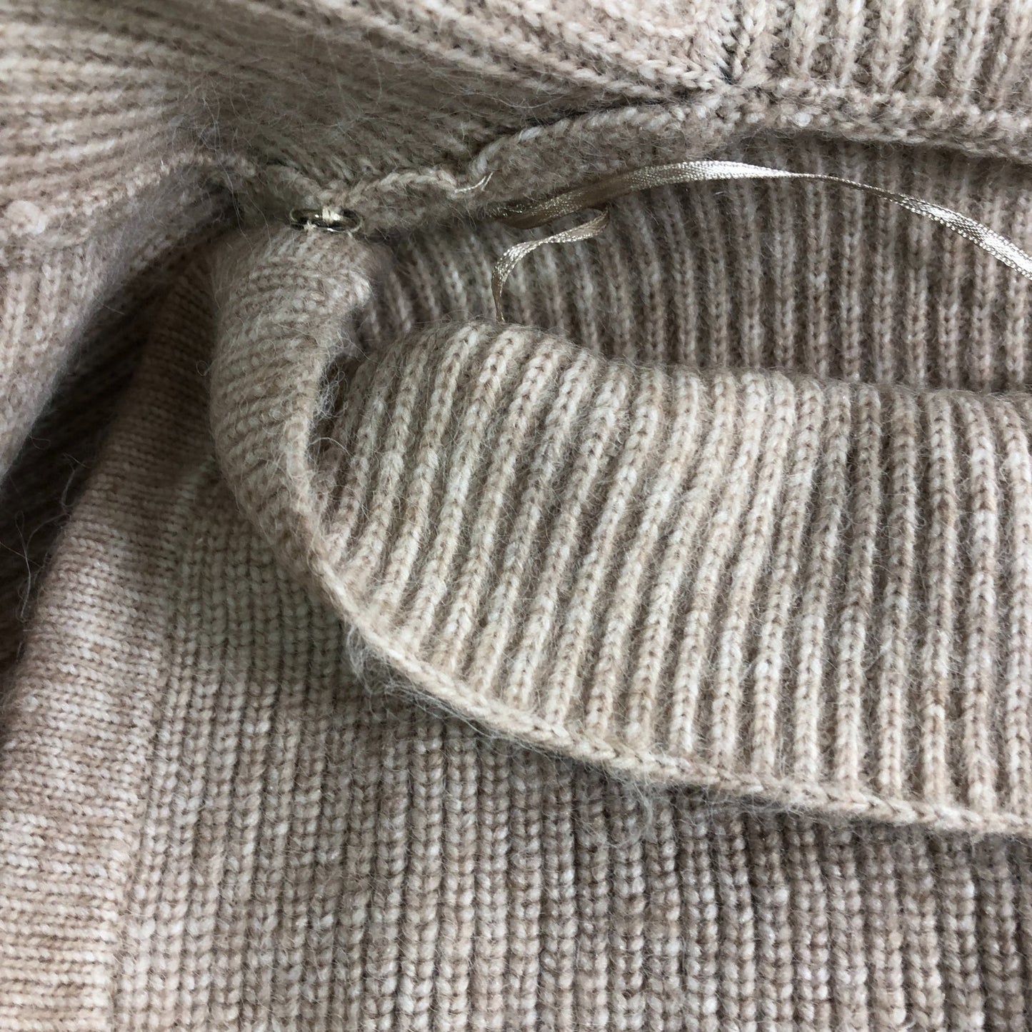 Branded Neutral Asymmetric Knitted Cardigan - Size 10