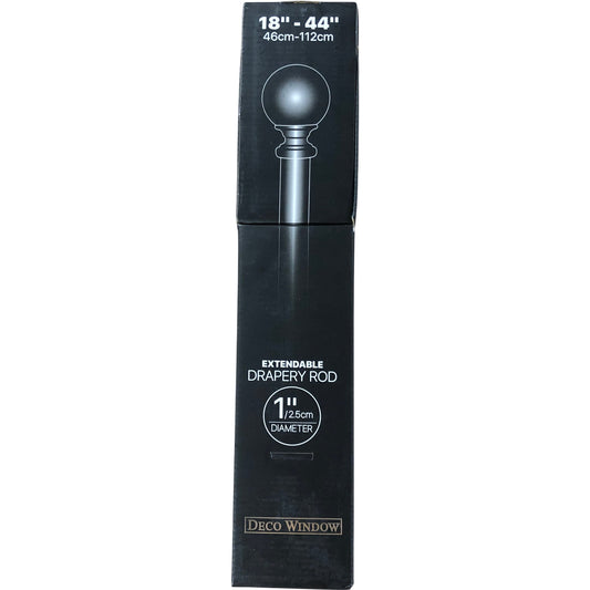 DECO WINDOW Extendable Drapery Rod 18-44 Inches Black Rustic Square End 1" Diam