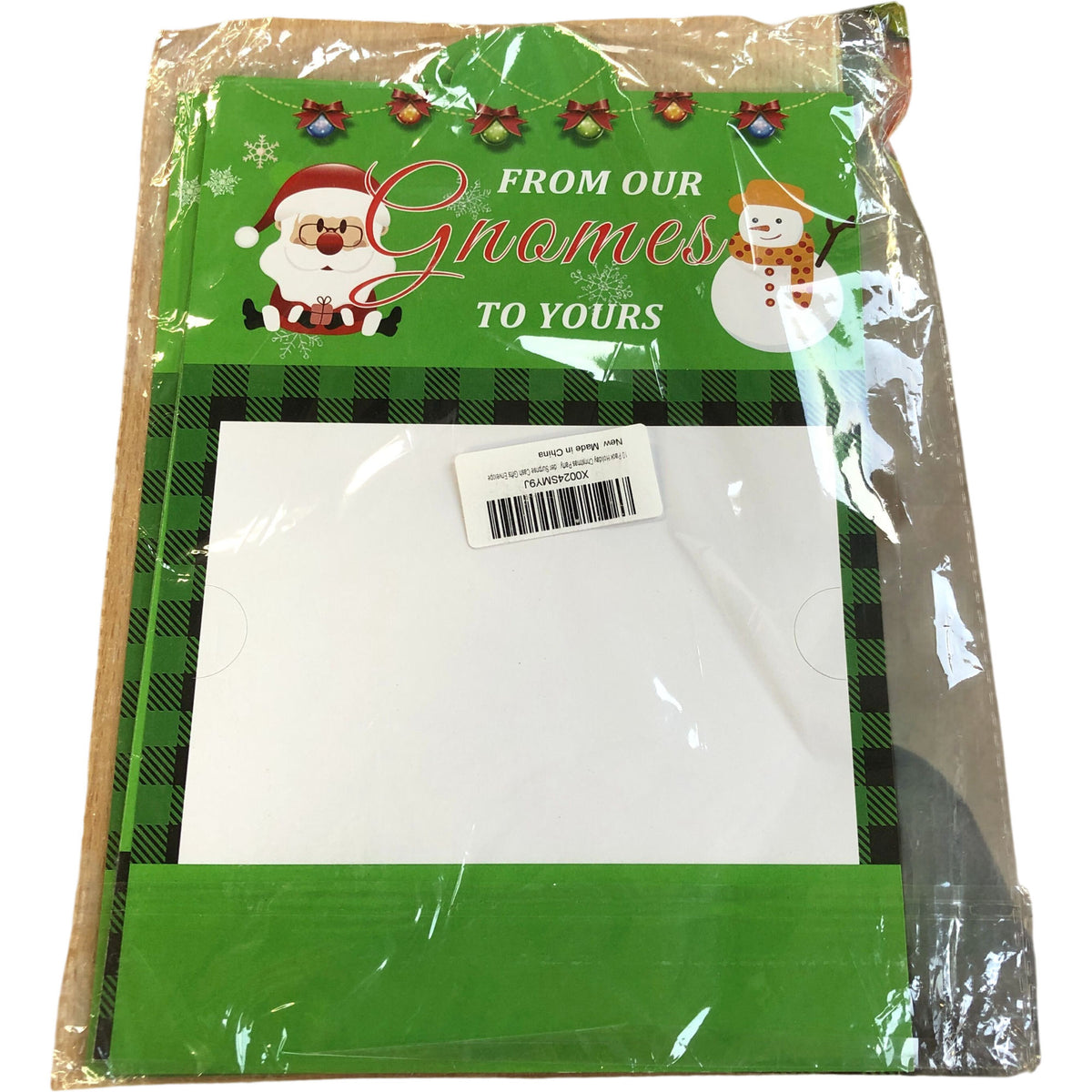 Christmas Gift Envelopes 'From Our Gnomes To Yours' Green 10 Pack