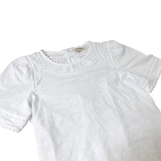Boden Women's White Cotton Blouse Sleeve Pom Pom Detail UK10