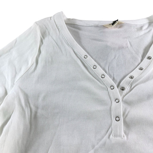 River Island Women's Long Sleeve Henley Top XL White Lightweight Casual