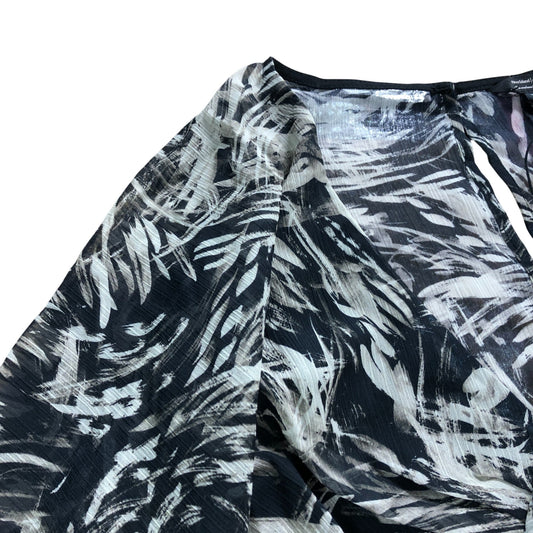 River Island Dark Brown Printed Ruffle Cape Top - Size 16