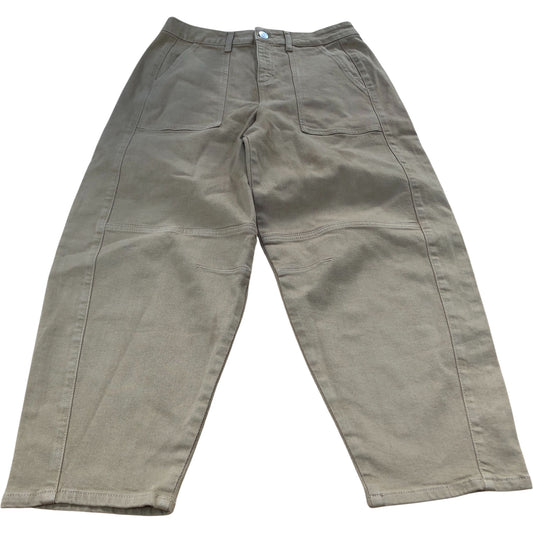 Baukjen Trousers UK Size 12 Women's Organic Cotton Blend Khaki Relaxed Fit