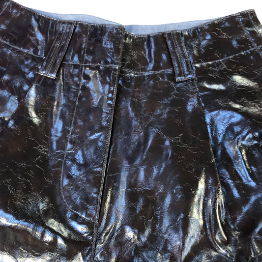 High Gloss Trousers UK8 Women's Black Flared Style Vinyl Effect