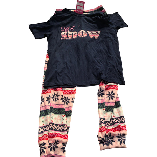 Let It Snow Pyjamas Small Women's Cotton Blend Christmas Loungewear Size 2XL