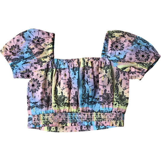 River Island Girls Top 2-3 Years Pink Patterned Short Sleeve Blouse