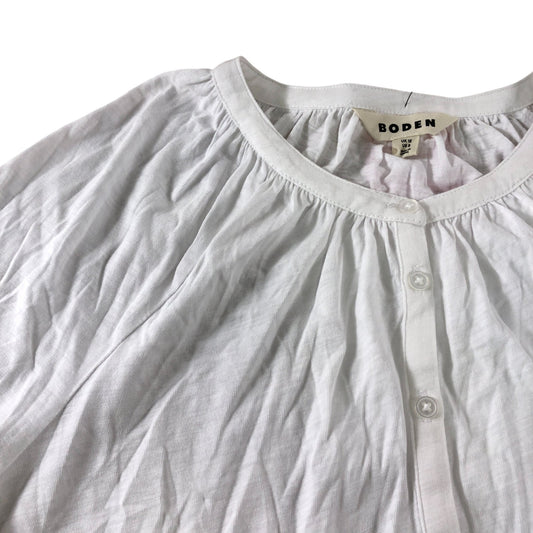 Boden White Short Sleeve Jersey Button Up Top - Size 12