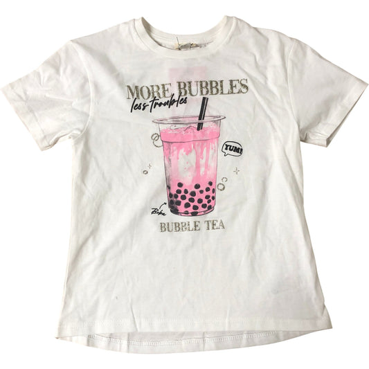 River Island Bubble Tea T-Shirt Kids 18-24 Months White Short Sleeve Graphic