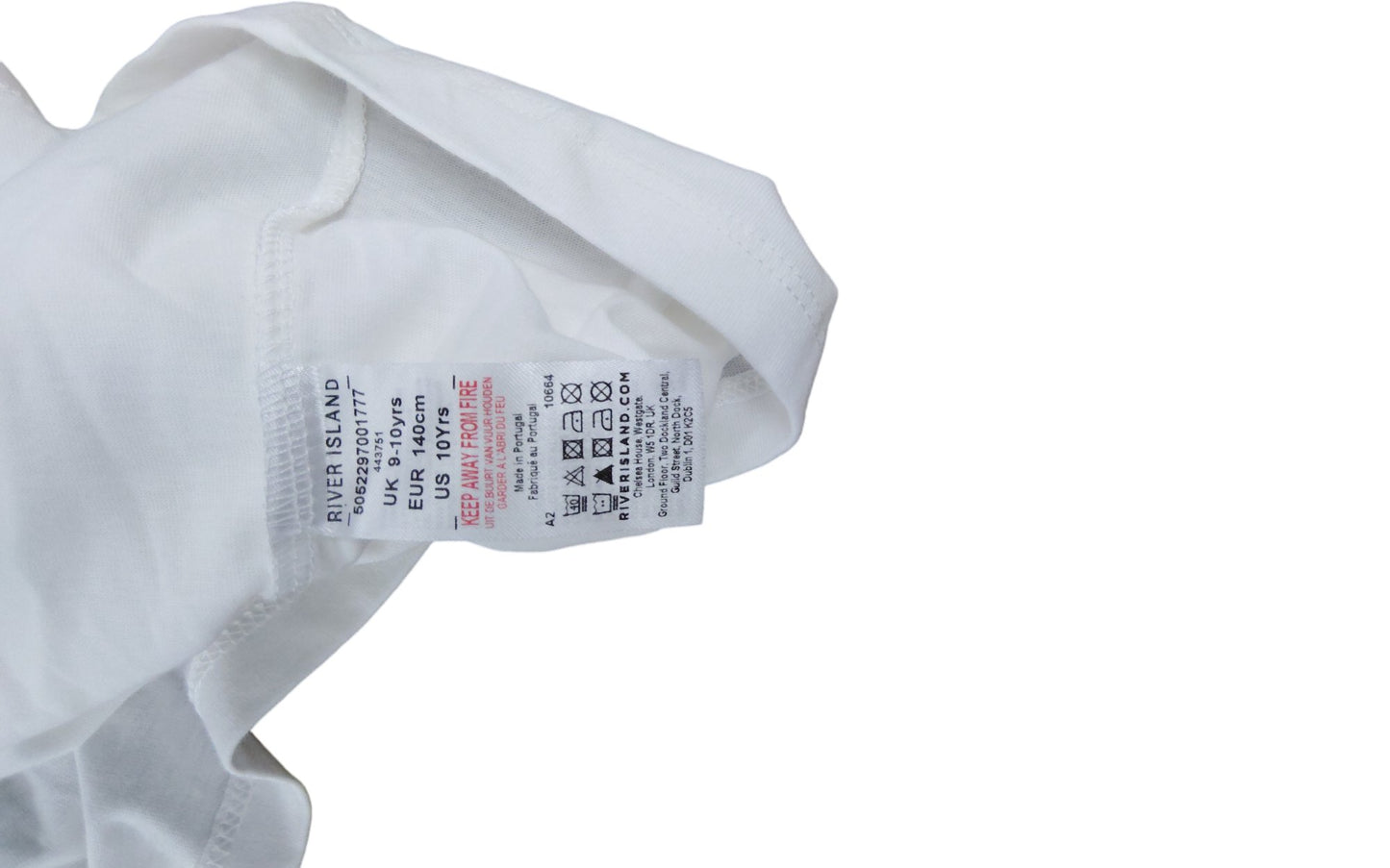 River Island Girls Top Size 9-10 White Heart Print Ruffled Sleeve T-Shirt