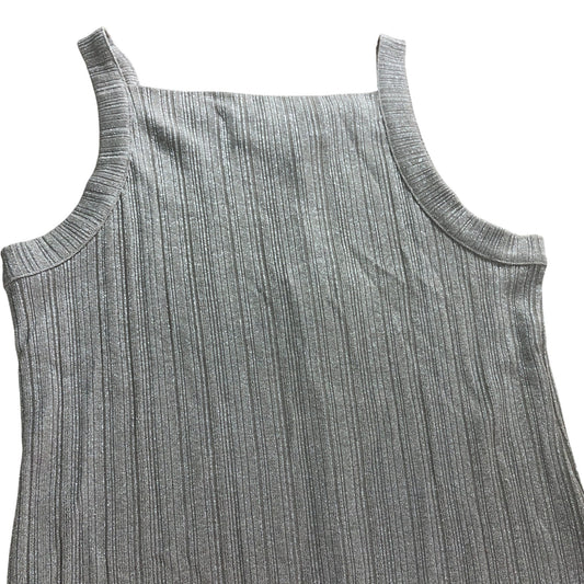 River Island Silver Metallic Midi Dress - Size 16