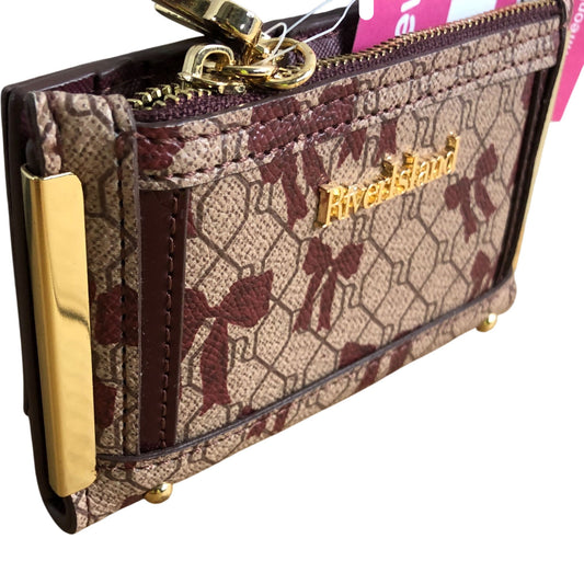 River Island Coin Purse Bow Pattern Beige/Red
