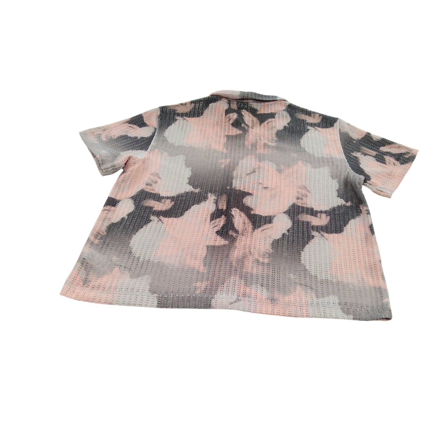 River Island Floral Short Sleeve Shirt UK XL Women's Casual Style Pink Grey