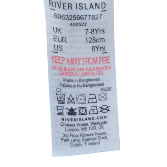 River Island Kids White Iconic Style Hoodie 7-8 Years Unisex Long Sleeve Graphic