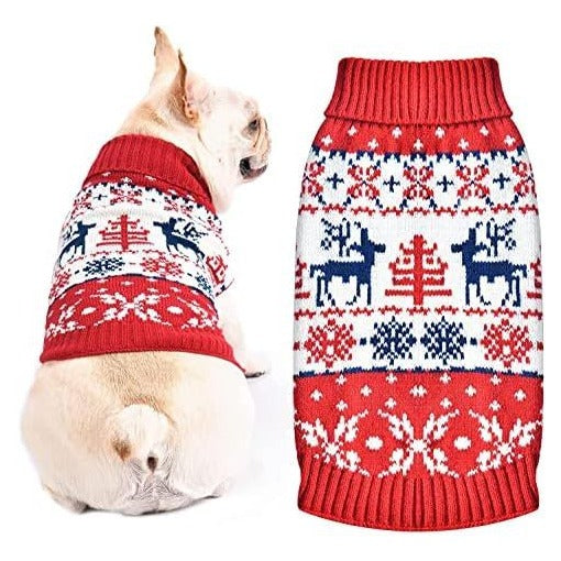 Christmas Dog Jumper Red Snowflake Pattern XS