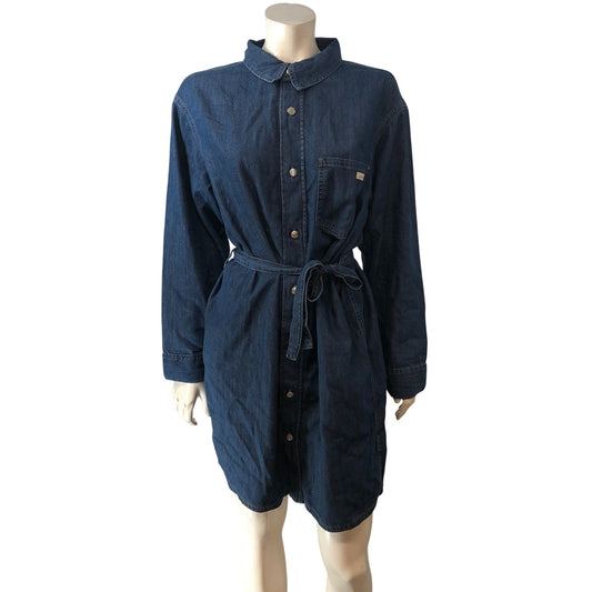 Calvin Klein Jeans Denim Shirt Dress M - UK 10 Women's Casual Long Sleeve Blue