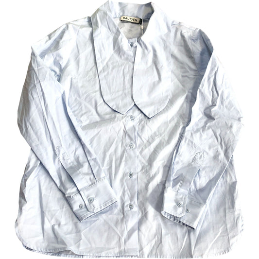 Baukjen Kai Organic Cotton Tie Neck Shirt Ice Blue Size 10
