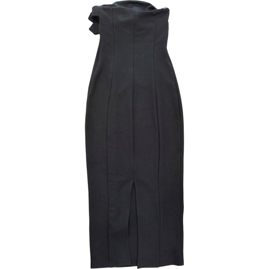 River Island Womens Black Bodycon Midi Skirt Size XS Elegant Belted Detail