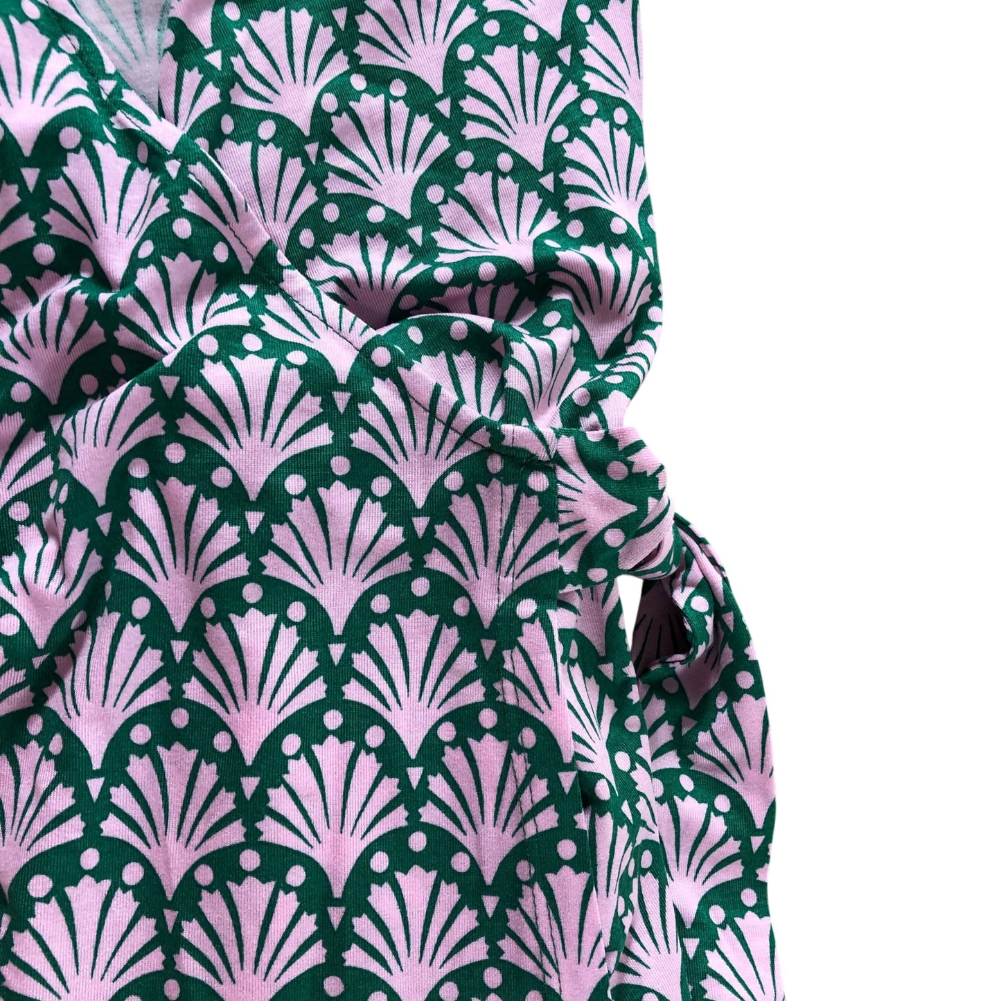 Green Patterned Wrap Dress - UK 4