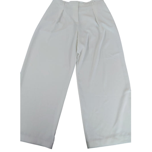 River Island Trousers UK 16R Women's Plain White Stretch Wide Leg