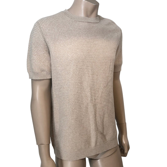 River Island Light Stone Short Sleeve Crew Neck Sweater L Men's Casual Knit