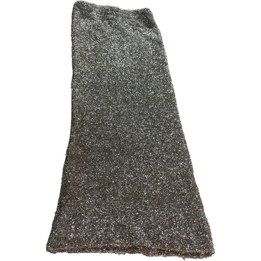 River Island Metallic Midi Skirt UK XS Women's Gold Tinsel