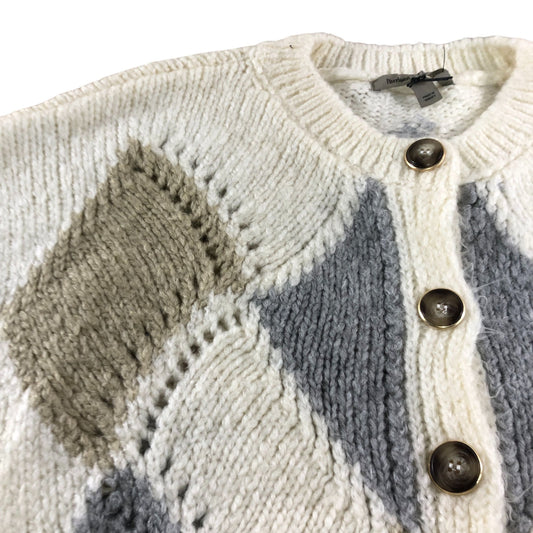 River Island XL Women's Cardigan Cream Grey Chunky Knit Button Up