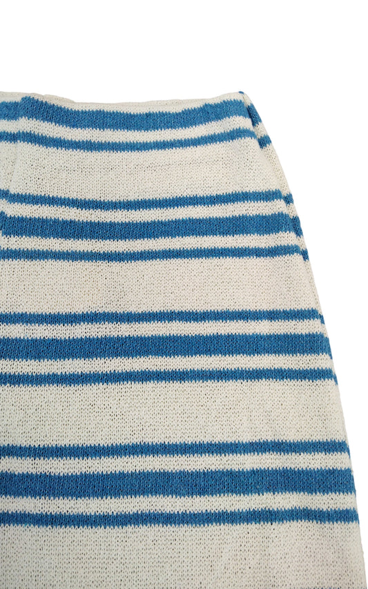 River Island Striped Wide Leg Trousers UK XS Women's Knitted Blue White Flared