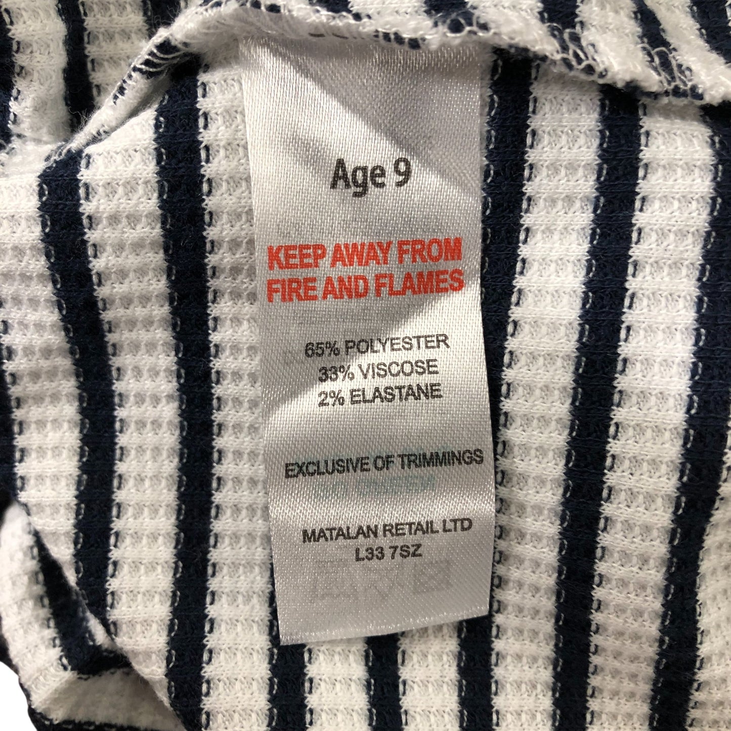 Girls Striped Top with Ruffled Sleeves Navy and White 9-Years