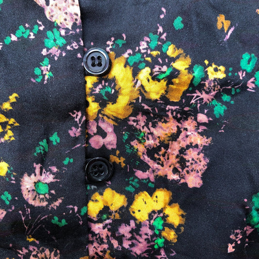 Baukjen Meadow Satin Printed Blouse Black Vintage Floral Size 14