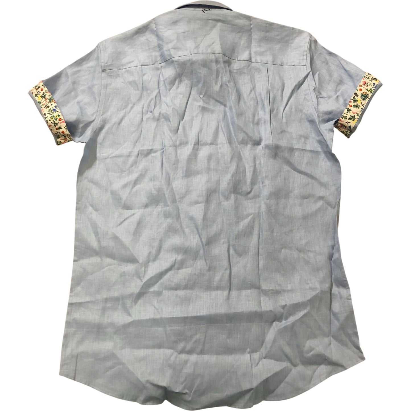Joules Regular Fit Shirt 151/2 R Men's Casual Blue Floral Cuff Short Sleeve