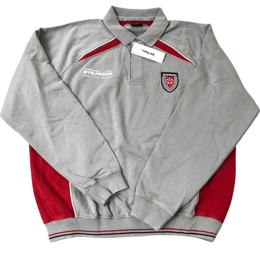 IETS FRANS Pullover Collared Sweatshirt Grey Red Cotton XL