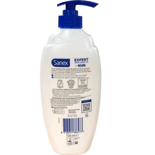 Sanex Expert Skin Health For Kids 720ml Head To Toe Wash Delicate Skin XL Value