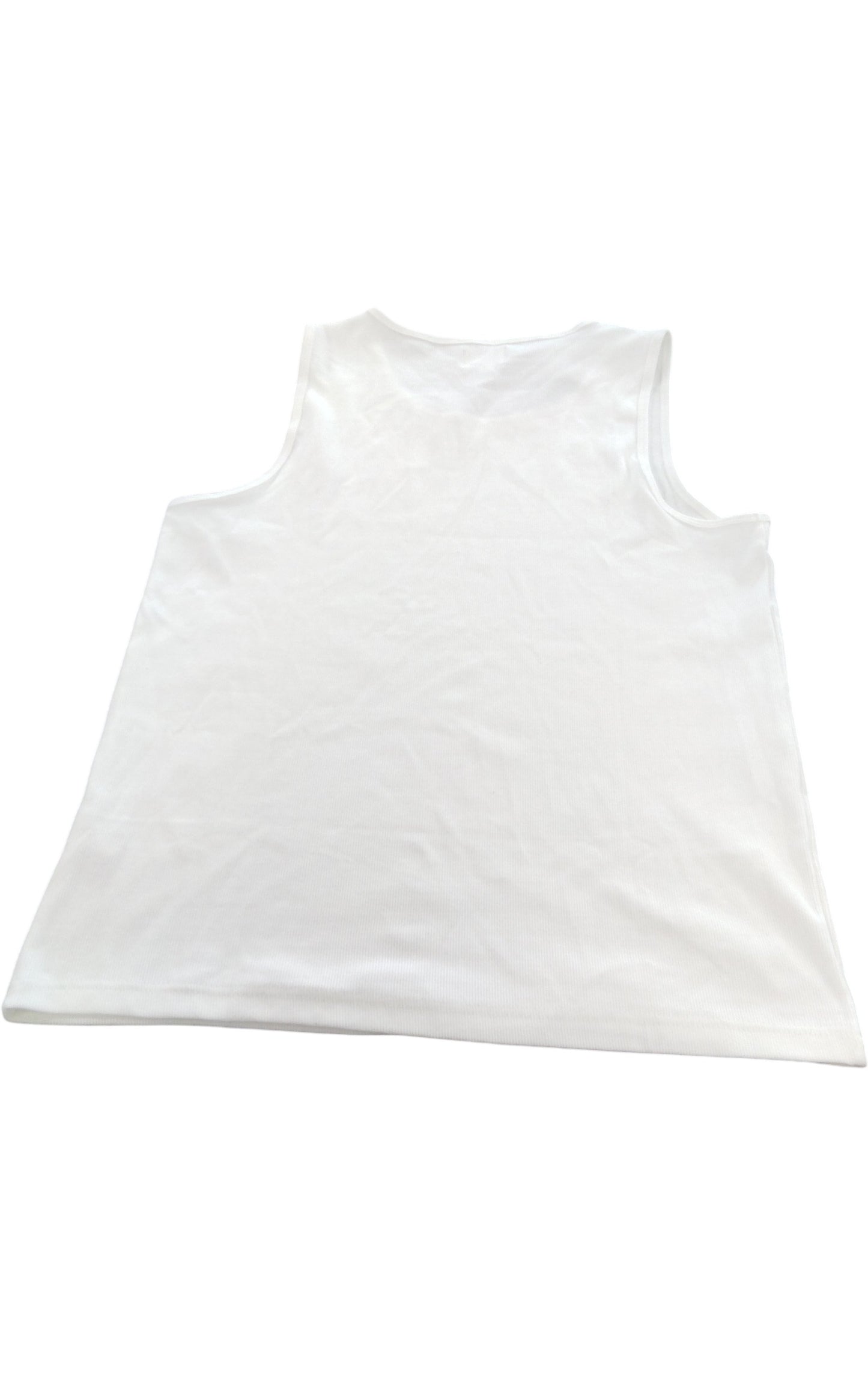 River Island Women's White Ribbed Tank Top UK XL Summer Casual Wear