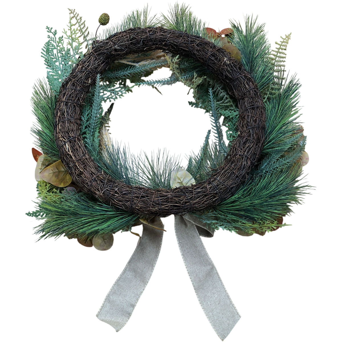 Beautiful Greenery Wreath With Eucalyptus Berries And Bow 18"