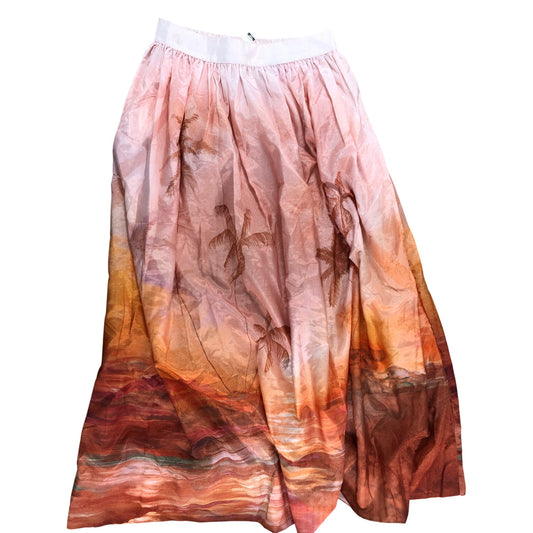 River Island Womens Printed Midi Skirt UK10 Pink Patterned Casual Luxury Elegant