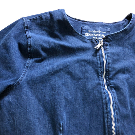 River Island Denim Dress UK18 Women's Long Sleeve Zip Up Ankle Length