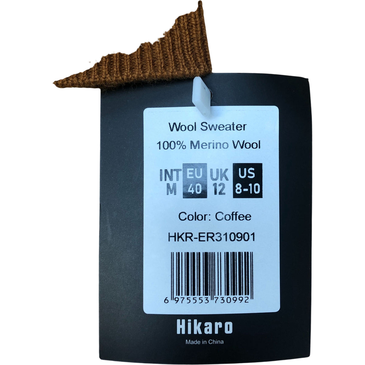 Hikaro Wool Sweater UK12 Women Coffee Merino Wool High Neck Pullover