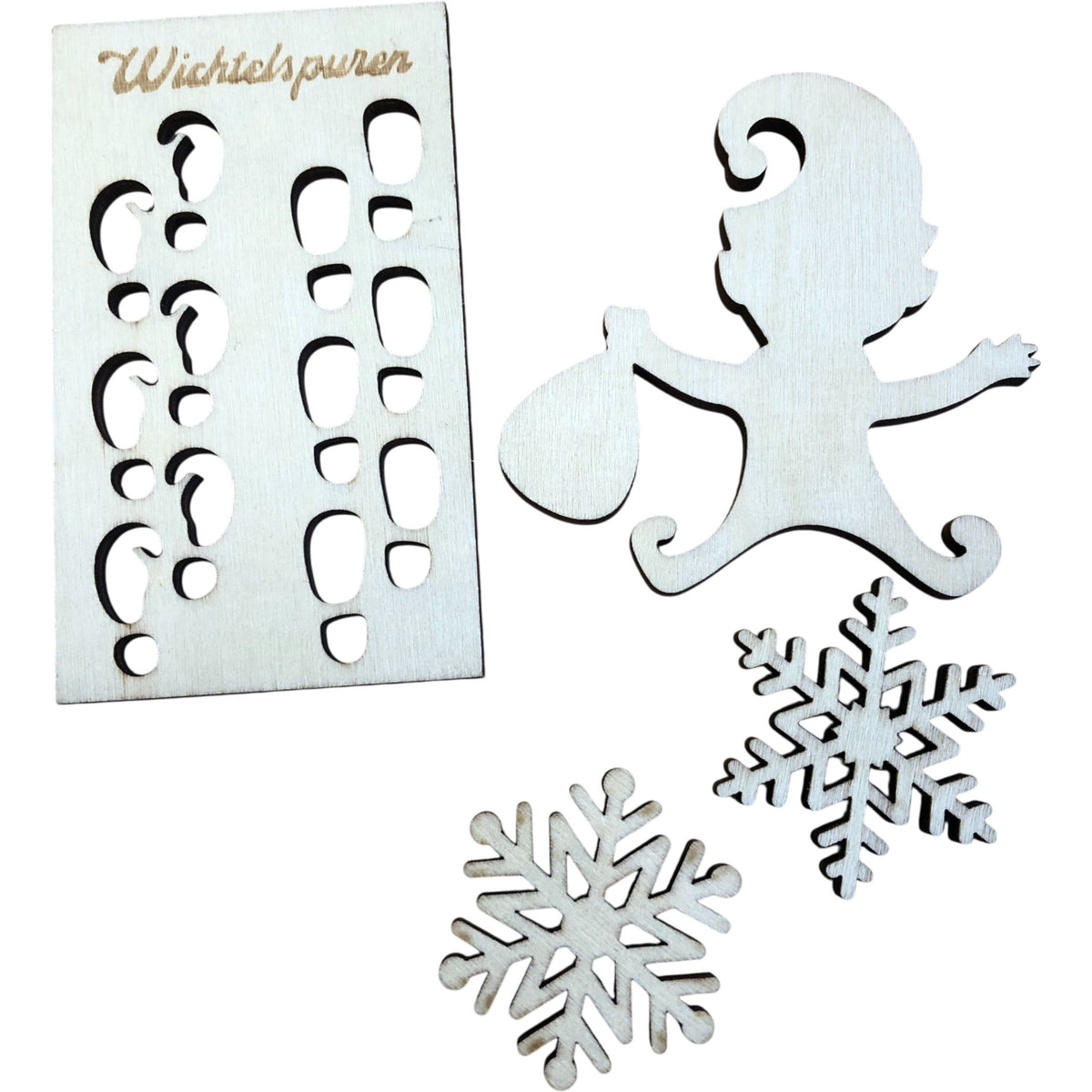 Creative Christmas Elf Footprint Stencil Snowflake Set