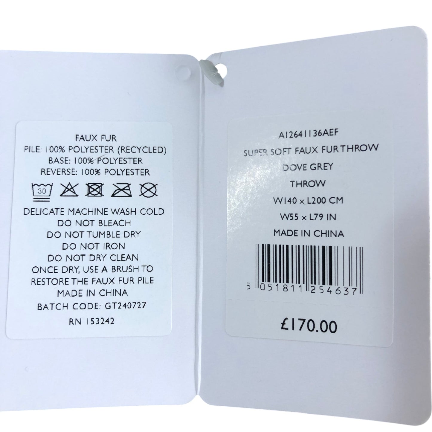 Branded Dove Grey Faux Fur Throw Soft Luxury Blanket 140x200cm