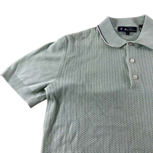 Ben Sherman Mint Short Sleeve Textured Polo - Size Small